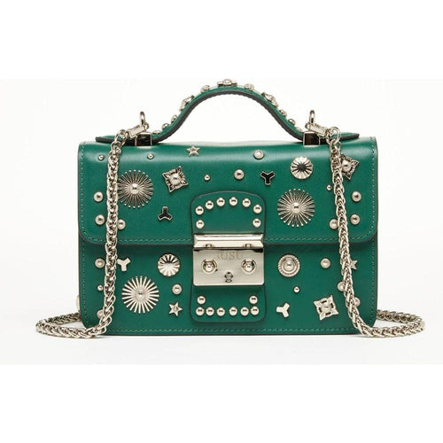 Load image into Gallery viewer, SUSU The Hollywood Studded Leather Green Crossbody Bag
