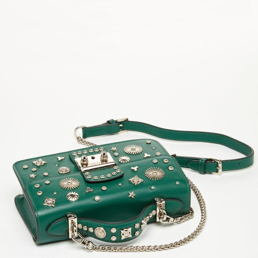 SUSU The Hollywood Studded Leather Green Crossbody Bag