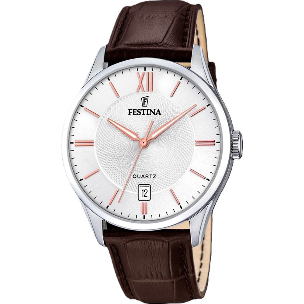 Festina Classics Leather Strap White Dial Quartz F20426-4 Men's Watch – A Timeless Elegance