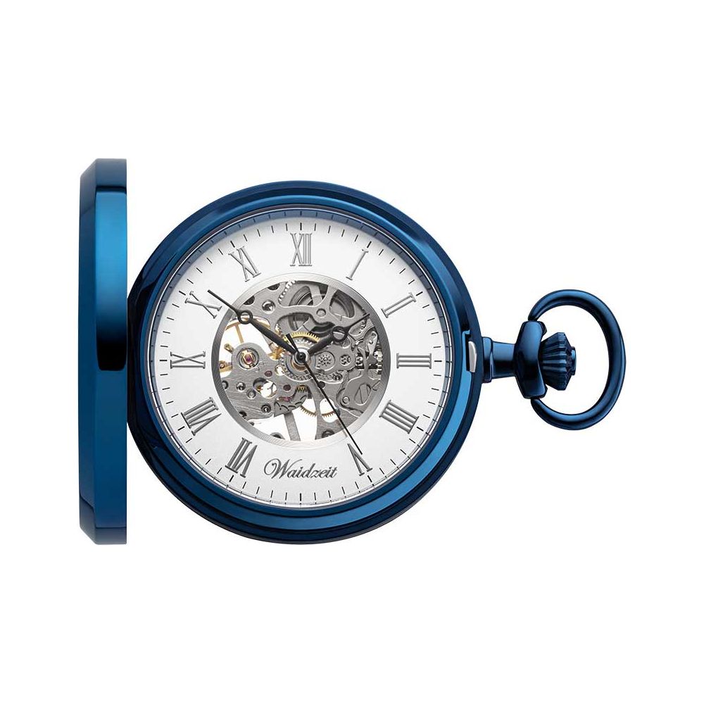 Waidzeit Franz Ferdinand Skeleton pocket watch blue