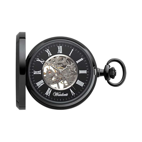 Load image into Gallery viewer, Waidzeit Franz Theodor Skeleton pocket watch black
