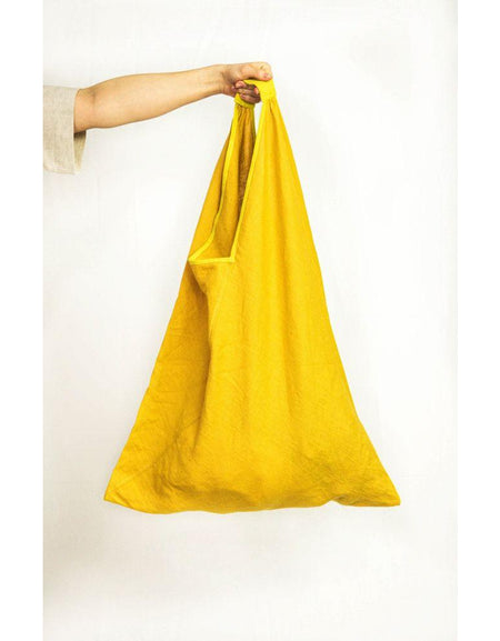 Lemon linen triangle bag