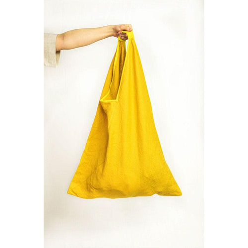 Load image into Gallery viewer, Lemon linen triangle bag
