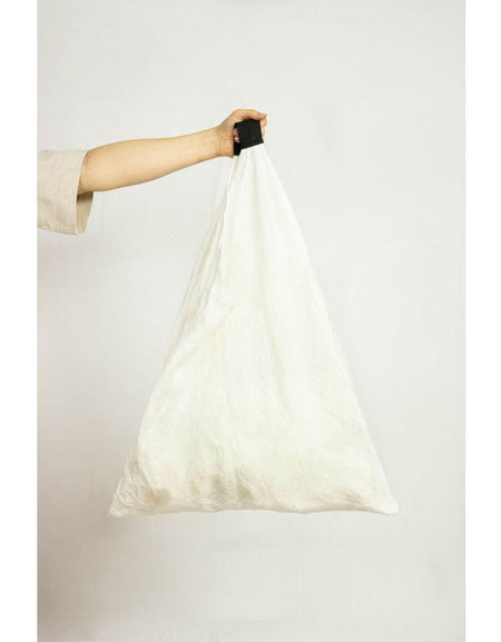 White linen triangle bag