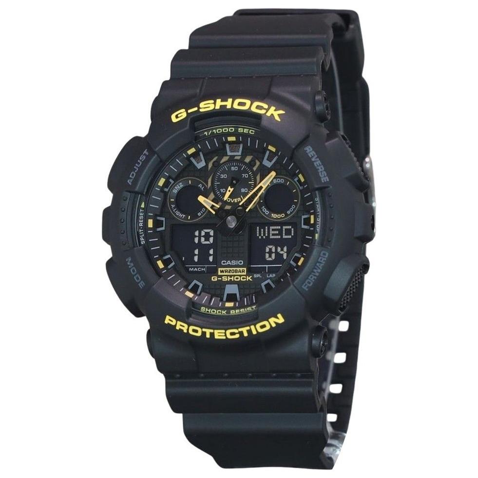 Casio G-Shock Caution Yellow Analog Digital Resin Strap Black Dial Quartz GA-100CY-1A Men's Watch