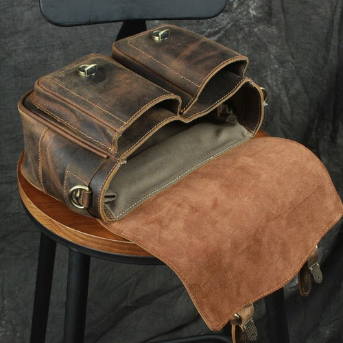 Load image into Gallery viewer, The Faust Leather Camera Bag | Crossbody Vintage Camera Messenger Bag
