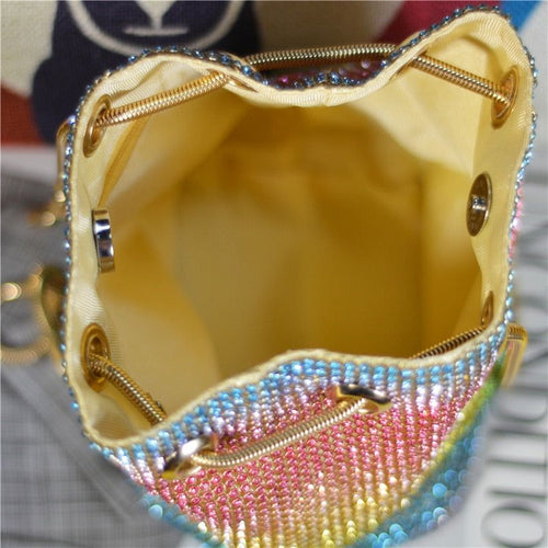 Load image into Gallery viewer, Crystal Bucket Bag for Women Multicolor Rhinestone Beaded Ladies
