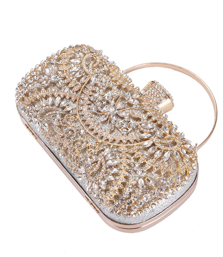 Diamond Evening Clutch Bag For Women Wedding Golden Clutch Purse Chain