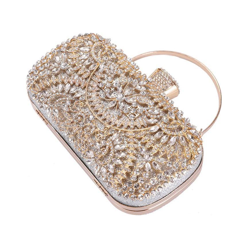 Diamond Evening Clutch Bag For Women Wedding Golden Clutch Purse Chain