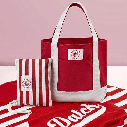 Load image into Gallery viewer, Mini Bag in Cotone con doppio manico - Colore Bianco/Rosso - Dimensioni: cm 30 x 23 x 10-1
