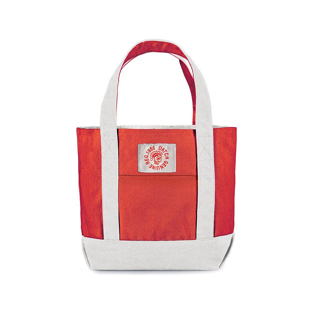 Mini Bag in Cotone con doppio manico - Colore Bianco/Rosso - Dimensioni: cm 30 x 23 x 10-0