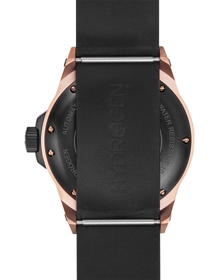 Vento Black Rose Gold Leather Watch