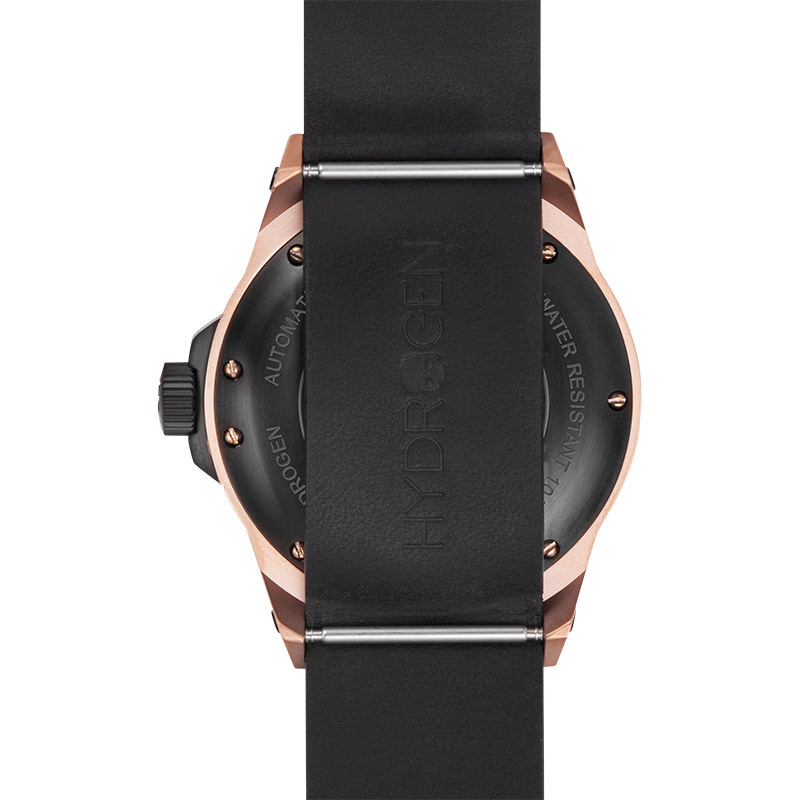 Vento Black Rose Gold Leather Watch