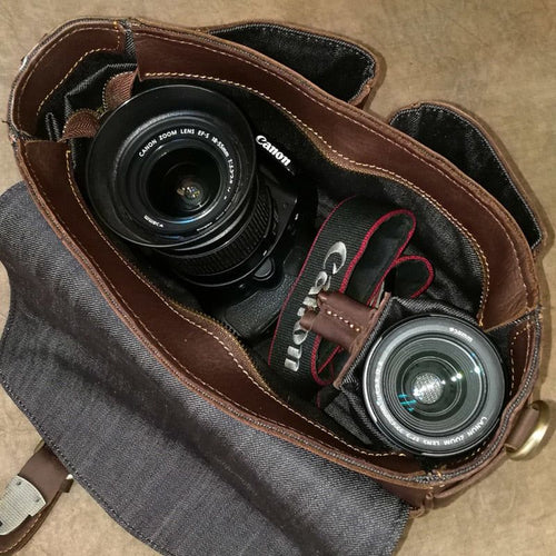 Load image into Gallery viewer, The Faust Leather Camera Bag | Crossbody Vintage Camera Messenger Bag
