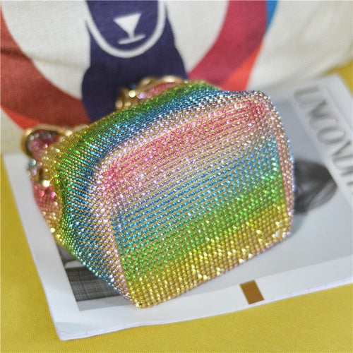 Load image into Gallery viewer, Crystal Bucket Bag for Women Multicolor Rhinestone Beaded Ladies
