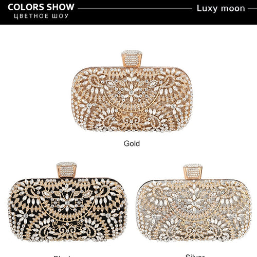 Load image into Gallery viewer, Diamond Evening Clutch Bag For Women Wedding Golden Clutch Purse Chain
