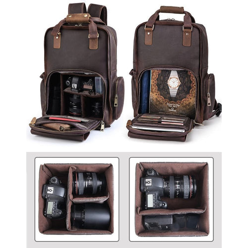 Load image into Gallery viewer, The Gaetano | Large Leather Backpack Camera Bag with Tripod Holder
