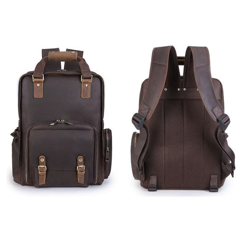 Load image into Gallery viewer, The Gaetano | Large Leather Backpack Camera Bag with Tripod Holder
