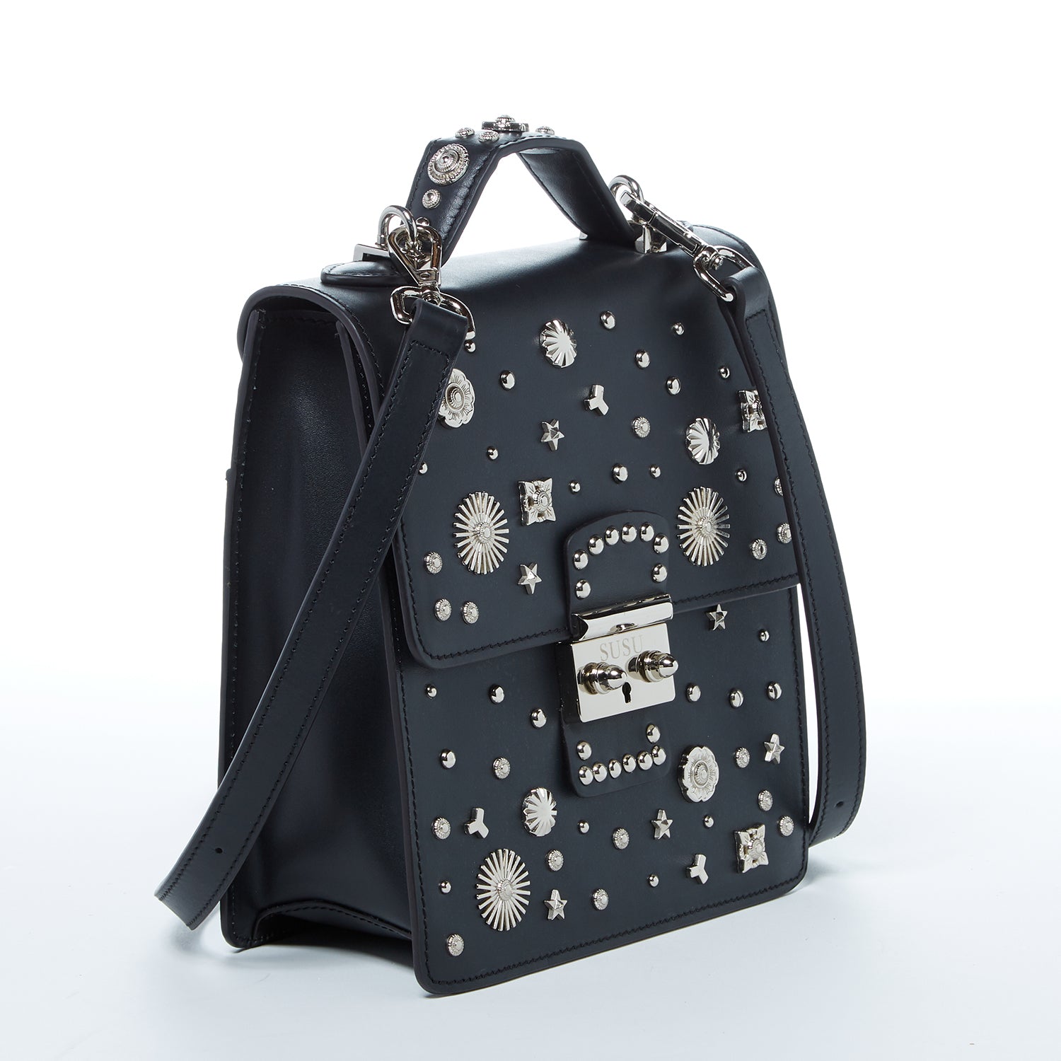 SUSU The Hollywood Backpack Purse Leather Black