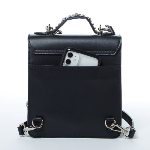 Load image into Gallery viewer, SUSU The Hollywood Backpack Purse Leather Black
