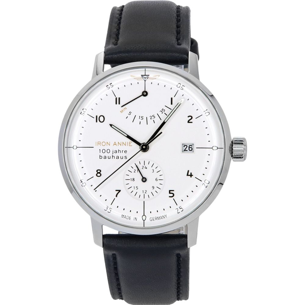 Iron Annie 100 Jahre Bauhaus Leather Strap White Dial Automatic 50661 Men's Watch - A Masterpiece of Elegance