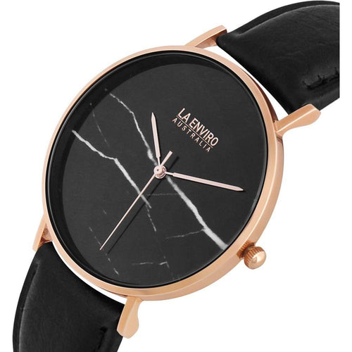 Load image into Gallery viewer, Rose Gold Marble Watch With Pineapple Leather Strap - A Touch of Luxury
