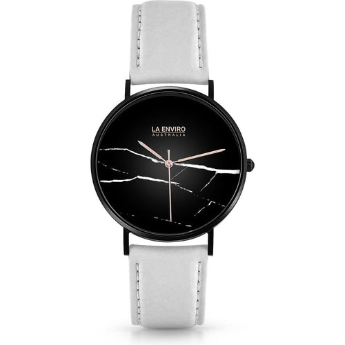 Load image into Gallery viewer, [Brand Name] Black Marble Watch With White Pineapple Leather Strap I 40 MM
