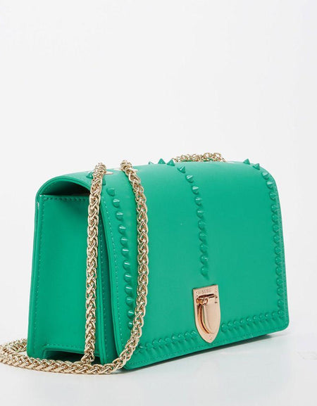 Josie Green Leather Bag with Chain Strap - A Touch of Luxe Elegance