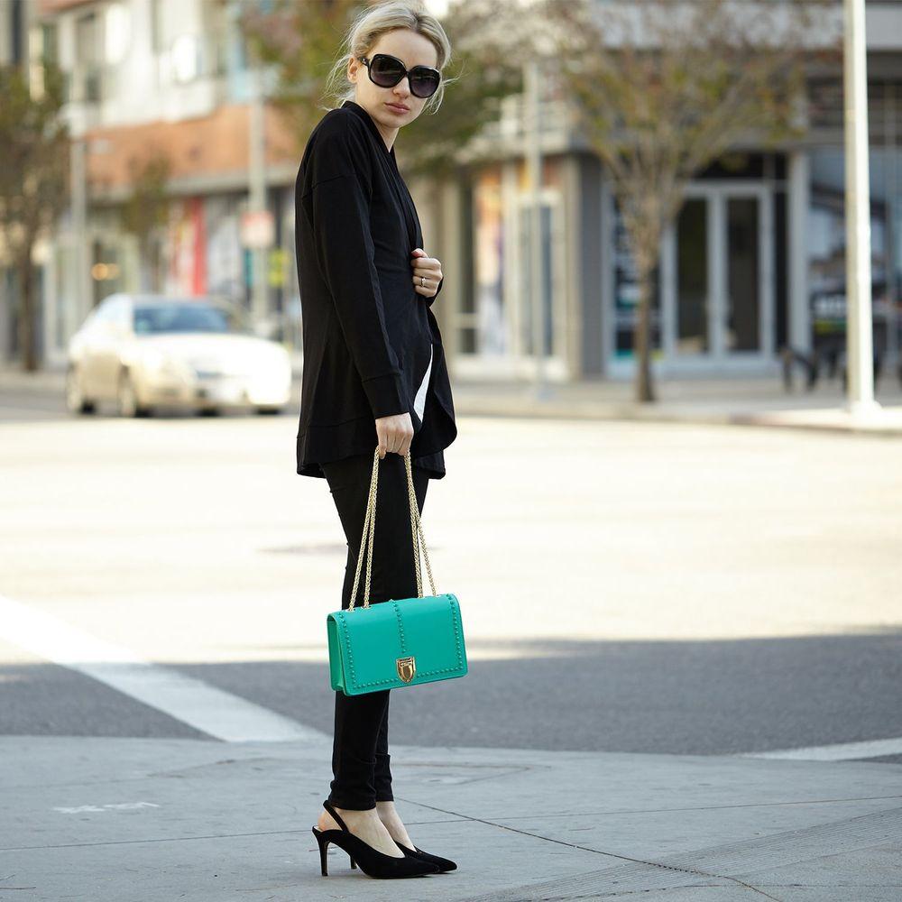 Josie Green Leather Bag with Chain Strap - A Touch of Luxe Elegance