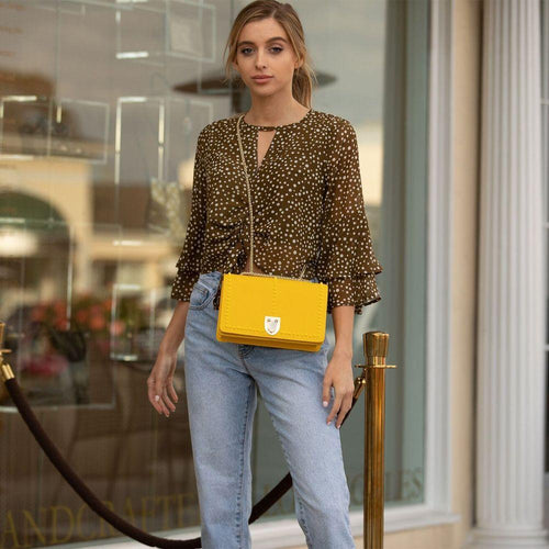 Load image into Gallery viewer, Josie Mustard Yellow Leather Purse
