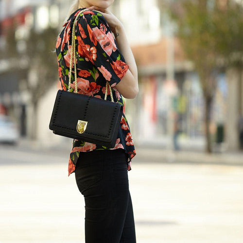 Load image into Gallery viewer, Josie Black Leather Chain Bag - A Luxurious Companion
