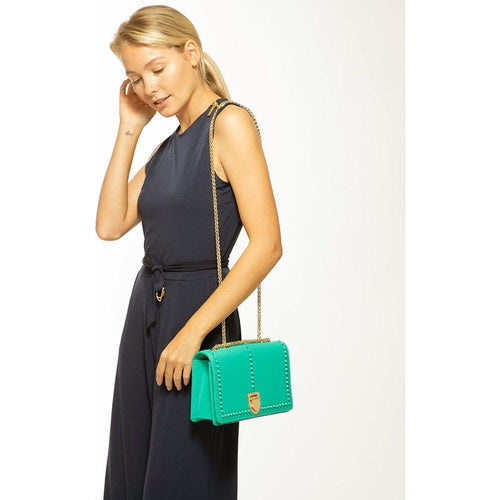 Load image into Gallery viewer, Josie Green Leather Bag with Chain Strap - A Touch of Luxe Elegance
