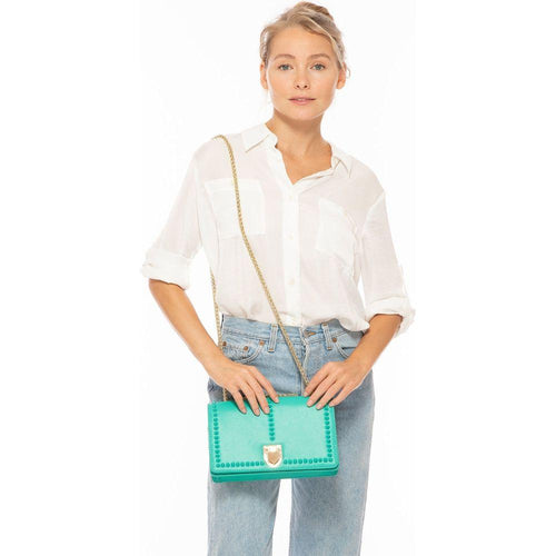 Load image into Gallery viewer, Josie Green Leather Bag with Chain Strap - A Touch of Luxe Elegance
