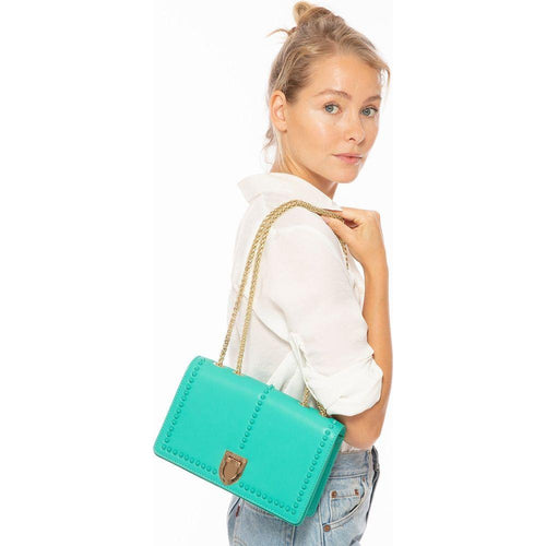 Load image into Gallery viewer, Josie Green Leather Bag with Chain Strap - A Touch of Luxe Elegance
