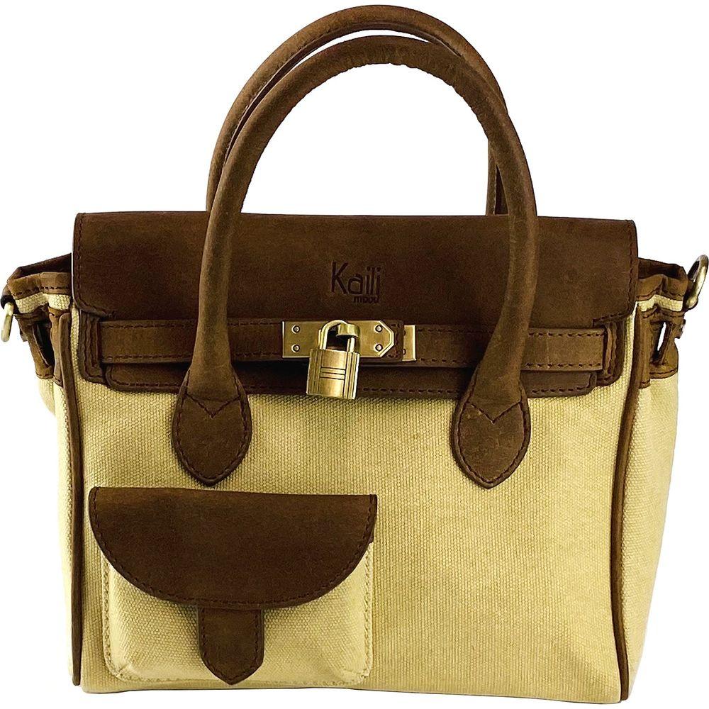 K0042ALCB | Borsa a Mano Mini in Canvas/Vera Pelle Made in Italy.