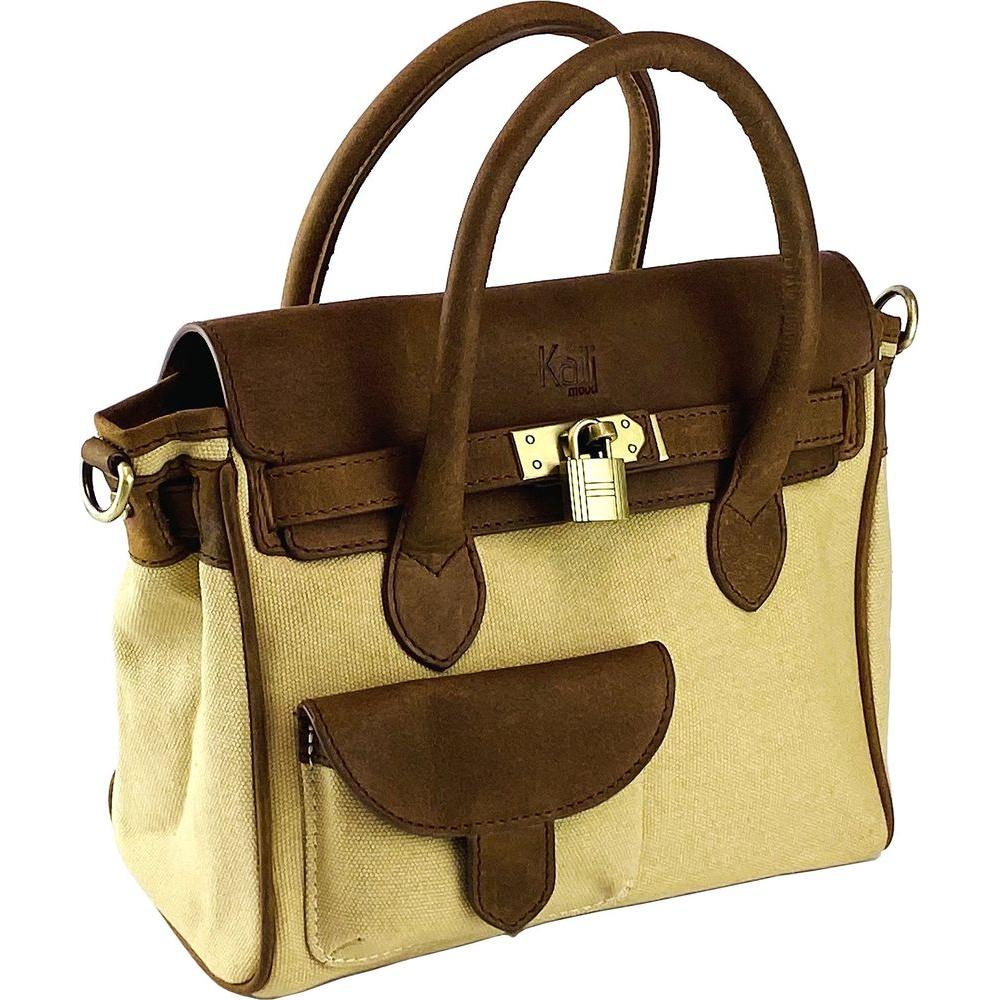 K0042ALCB | Borsa a Mano Mini in Canvas/Vera Pelle Made in Italy.