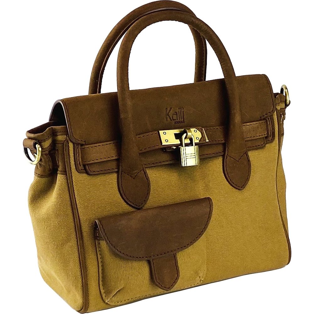 K0042BACB | Borsa a Mano Mini in Canvas/Vera Pelle Made in Italy.