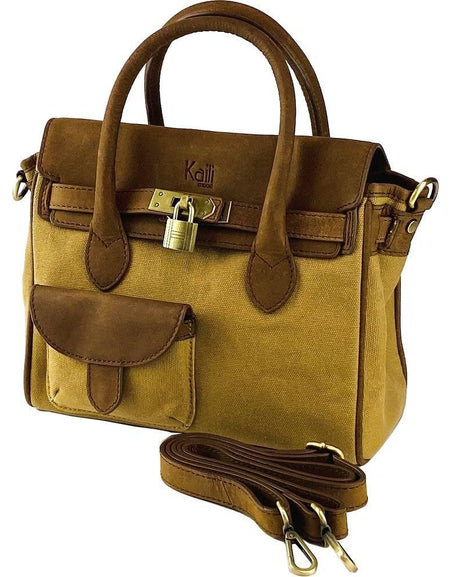 Kaili Mood Borsa a Mano Mini in Canvas/Vera Pelle Made in Italy