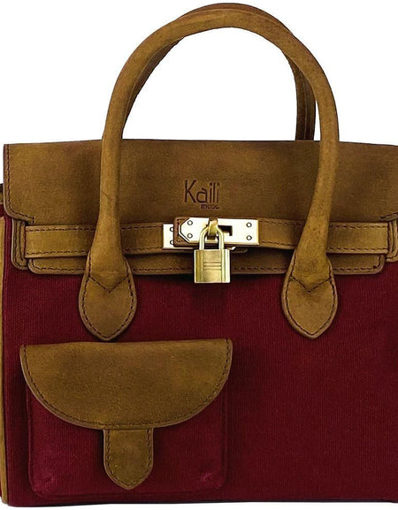 Kaili mood Borsa a Mano Mini in Canvas/Vera Pelle - A Timeless Elegance