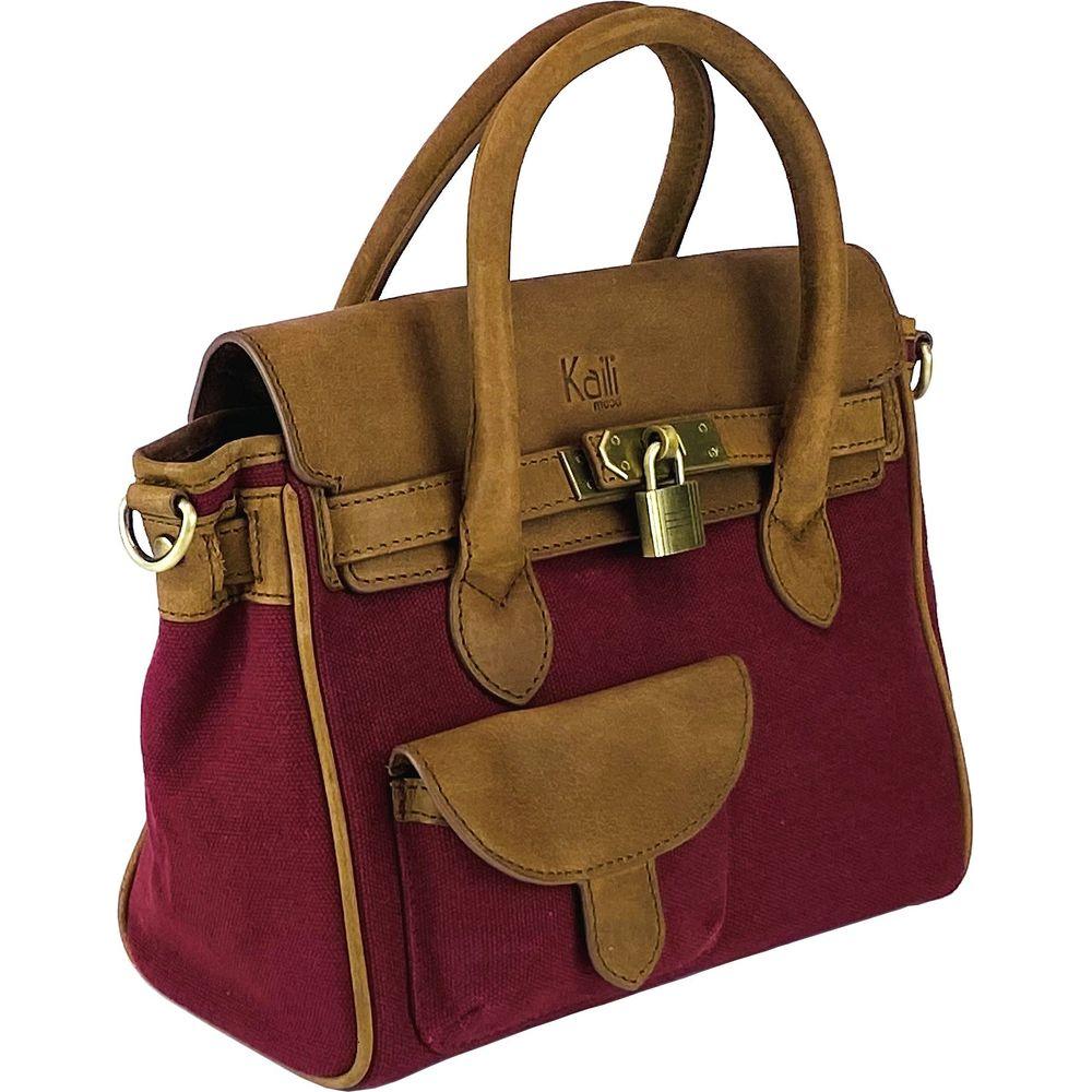 K0042XCB | Borsa a Mano Mini in Canvas/Vera Pelle Made in Italy.