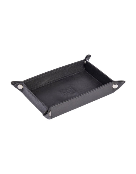 K0052AB  | Vuotatasche Rettangolare in Vera Pelle pieno fiore, con leggera grana. Colore Nero. Chiusura con bottoni automatici in finitura Argento Lucido. Dimensioni (da chiuso): cm 17 x 11 x 3-0