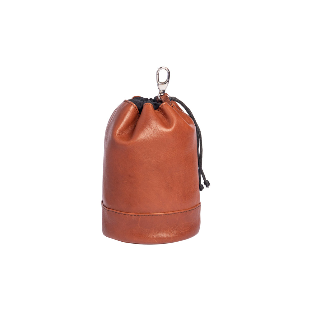 K0055SB | Pochette con Coulisse Hands-Free in Vera Pelle pieno fiore, ingrassata. Fodera in cotone. Colore Cognac. Dimensioni: cm 10 x 17 x 9,5. Confezione: Sacchetto Tessuto non Tessuto-1