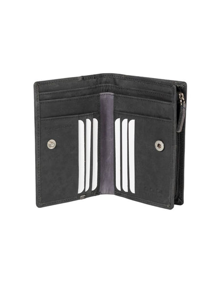 K12234AF | Portafogli Donna in Vera Pelle pieno fiore, Naked. Colore Nero. Protezione RFID. Dimensioni da chiuso: cm 9,5 x 14 x 3. Confezione: Scatola regalo fondo/coperchio-1