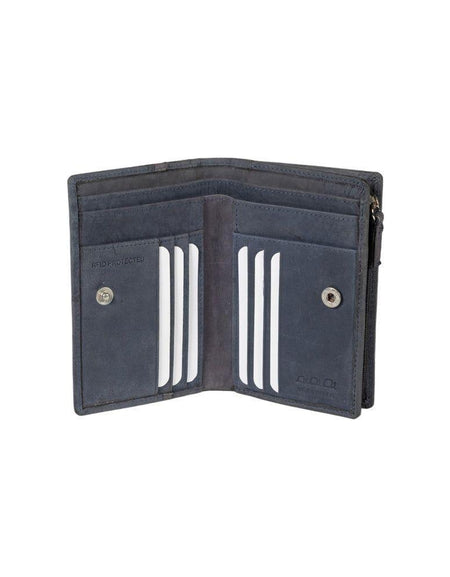 K12234DF | Portafogli Donna in Vera Pelle pieno fiore, Naked. Colore Blu. Protezione RFID. Dimensioni da chiuso: cm 9,5 x 14 x 3. Confezione: Scatola regalo fondo/coperchio-1