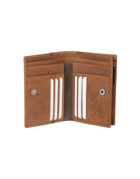 K12234UB | Portafogli Donna in Vera Pelle pieno fiore, Naked. Colore Cuoio. Protezione RFID. Dimensioni da chiuso: cm 9,5 x 14 x 3. Confezione: Scatola regalo fondo/coperchio-1