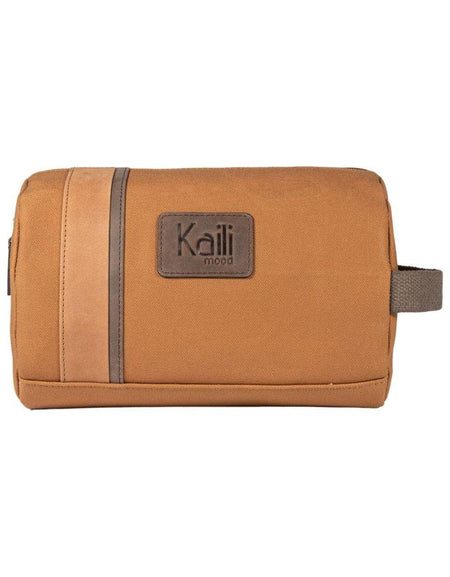 K2005UB | Beauty Case in Canvas 100% Cotone/Vera Pelle pieno fiore, Naked. Colore Cuoio. Maniglia laterale. Chiusura con lampo. Dimensioni: cm 25 x 15 x 17. Confezione: Sacchetto in Tnt-1