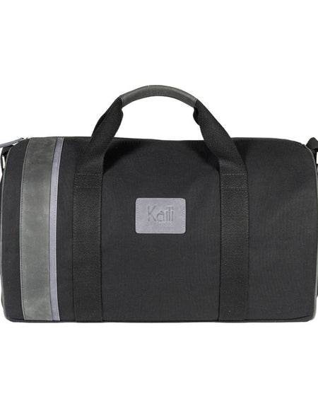 K2006AF | Borsone da Viaggio in Canvas di Cotone 100% /Vera Pelle, pieno fiore, Naked - Colore Nero, chiusura con lampo. Dimensioni: cm 45 x 25 x 28 - Confezione: Sacchetto in Tnt-1