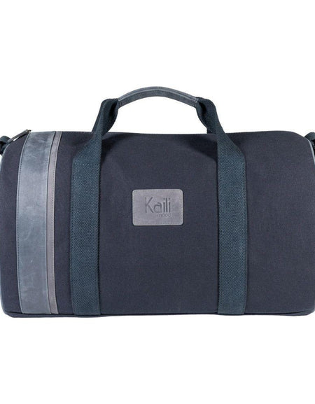 K2006DF | Borsone da Viaggio in Canvas di Cotone 100% /Vera Pelle, pieno fiore, Naked - Colore Blu, chiusura con lampo. Dimensioni: cm 45 x 25 x 28 - Confezione: Sacchetto in Tnt-1