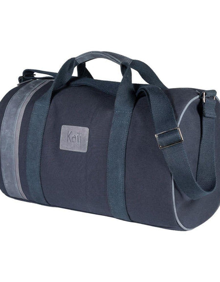 K2006DF | Borsone da Viaggio in Canvas di Cotone 100% /Vera Pelle, pieno fiore, Naked - Colore Blu, chiusura con lampo. Dimensioni: cm 45 x 25 x 28 - Confezione: Sacchetto in Tnt-0