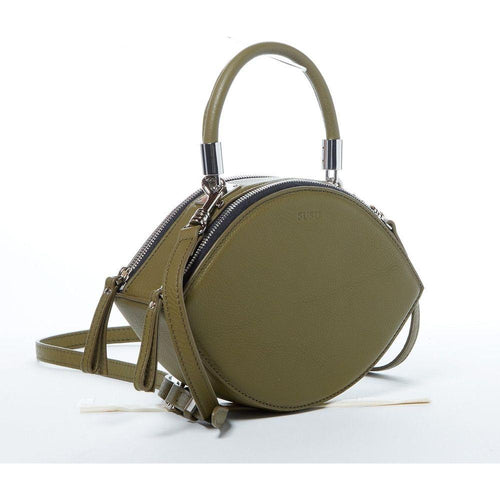 Load image into Gallery viewer, Kiss Circle Shape Leather Crossbody Bag in Olive Green

